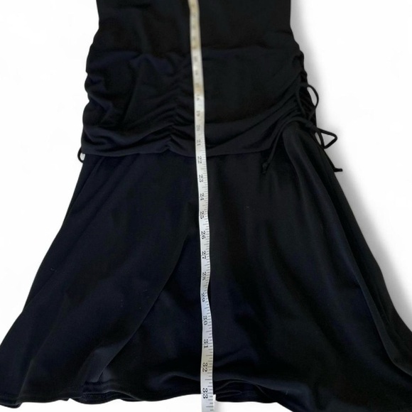 y2k Goth Babydoll Black Bow Ruched Midi Prom Dress Laundry Shelli Segal Size 6 - Picture 6 of 7